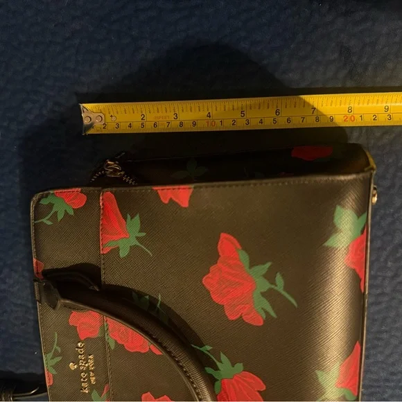 Kate Spade Black Satchel with Red Floral Design - Picture 5 of 6